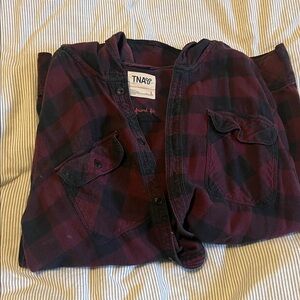 TNA Burgundy and Black Checkered Shirt
